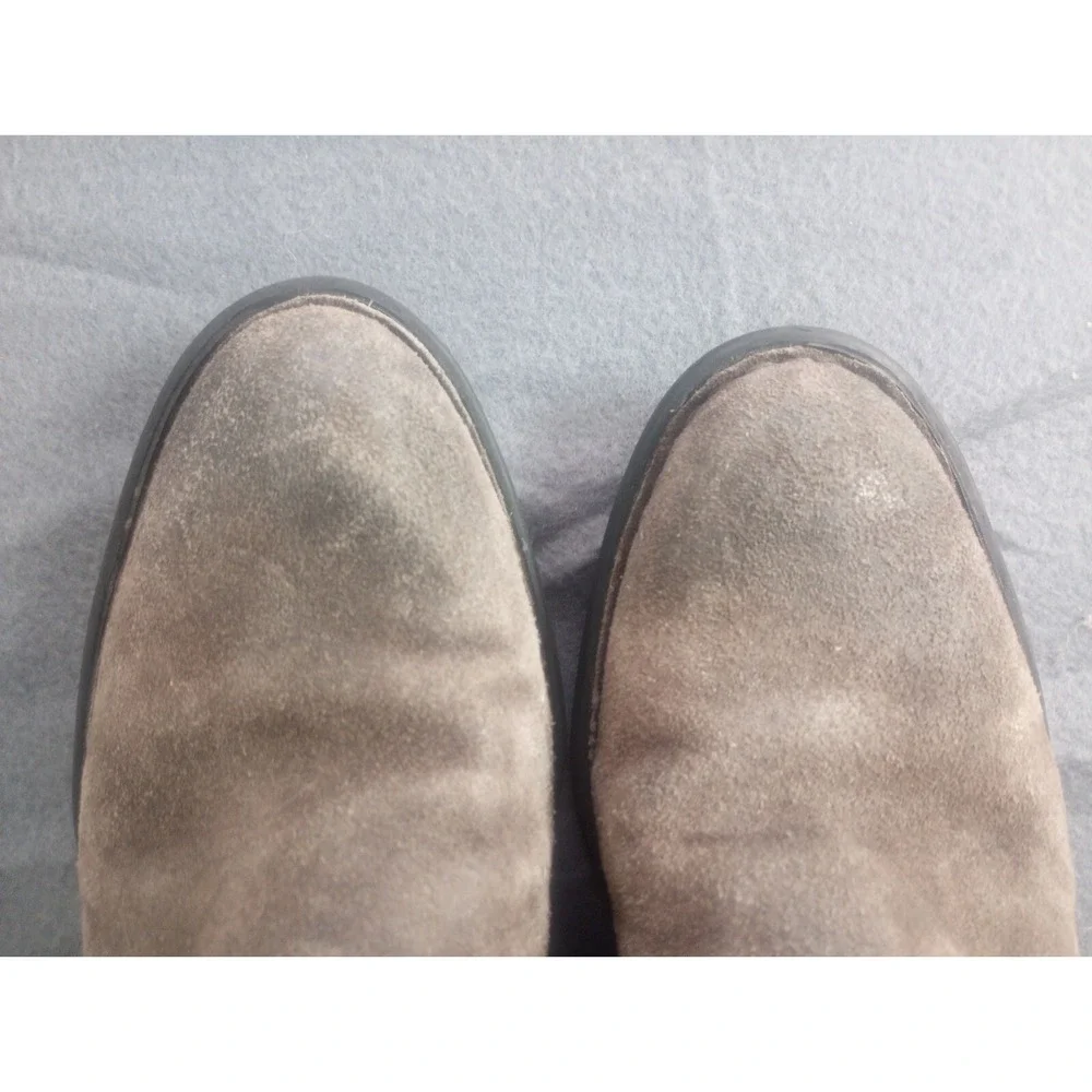 Born Womens Brown Gray Distressed Suede Ankle Boots Size 8.5M Western Block Heel